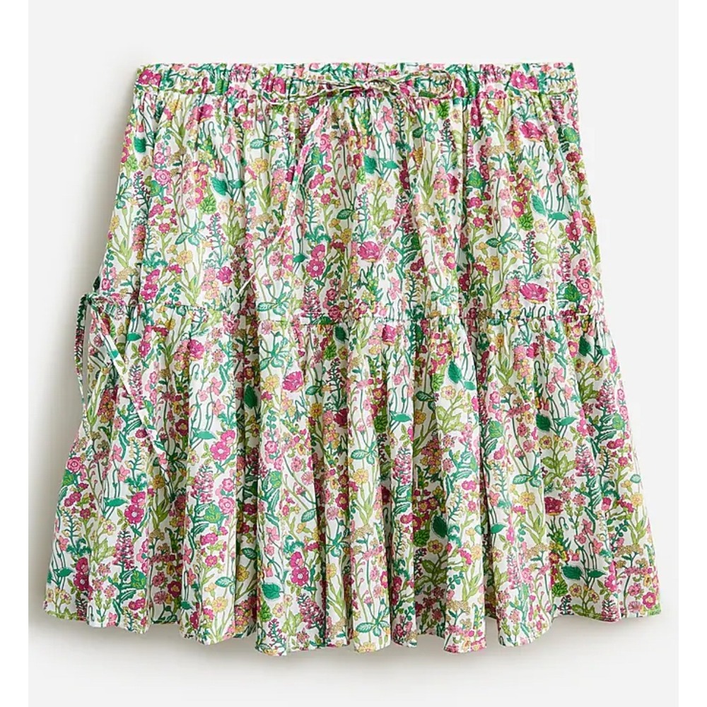 J Crew Tiered Mini Skirt Liberty Floral Print Cotton Blend‎ Womens Size M